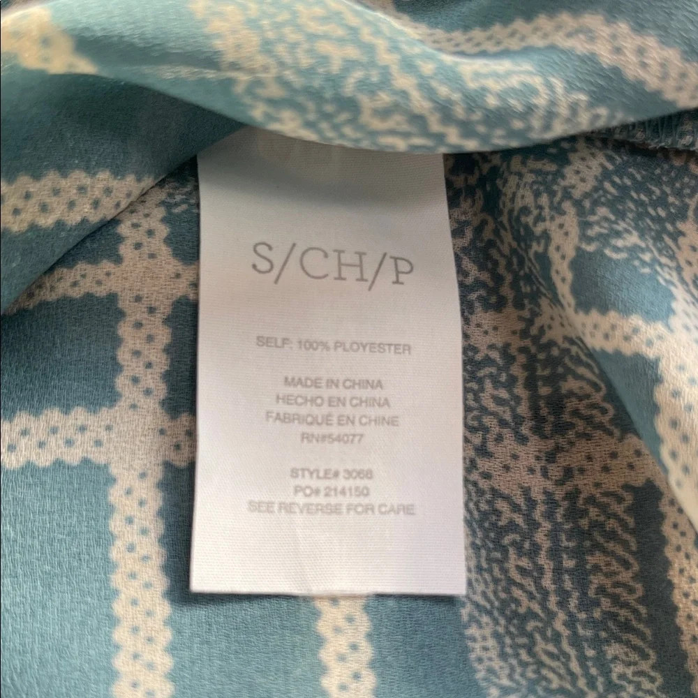 CAbi Teal and White Surplice Blouse - Picture 8 of 8